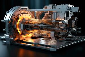 ai generato il motore opera acciaio macchina meccanico ferro parte produzione macchinari tecnologia foto