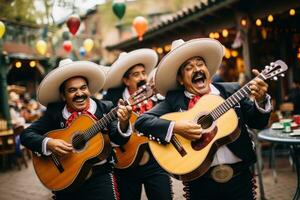 ai generato Festival tradizione celebrazione mariachi musicista sombrero Messico uomini messicano persone divertimento foto