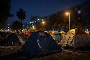 ai generato responsabilità la libertà strada persone Barcellona città cartello tenda dimostrazione bandiera unità foto