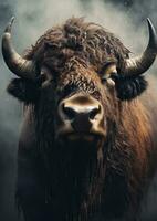 ai generato Scozzese animali natura peloso Marrone Scozia campo agricoltura selvaggio agricoltura corno mucca foto