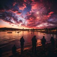 ai generato cultura a il fine di il anno con il bellezza di fuochi d'artificio celebrazioni nel il cielo foto