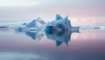 ai generato trasparente ghiaccio cristallo riflette il bellezza di natura freddo temperatura generato di ai foto