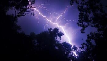 ai generato drammatico cielo, buio notte, temporale, maestoso montagne, bagnato erba generato di ai foto