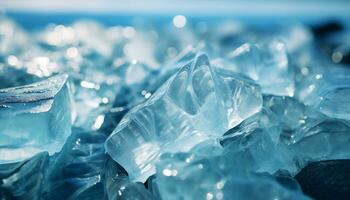 ai generato freschezza di inverno riflessa nel trasparente ghiaccio cristallo modelli generato di ai foto
