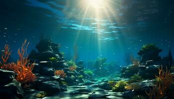 ai generato subacqueo bellezza pesce, scogliera, natura, animale, acqua, tropicale clima generato di ai foto