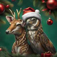 ai generato animali festeggiare Natale foto