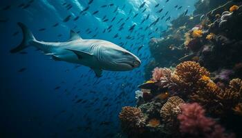 ai generato subacqueo bellezza pesce, scogliera, natura, animale, acqua, tropicale clima generato di ai foto