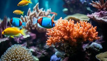 ai generato subacqueo bellezza pesce, scogliera, natura, animale, acqua, tropicale clima generato di ai foto