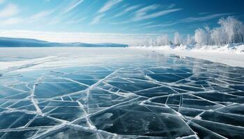 ai generato trasparente ghiaccio cristallo riflette il bellezza di natura freddo temperatura generato di ai foto