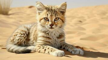 ai generato sabbia gatto natura animale sfondo sfondo foto