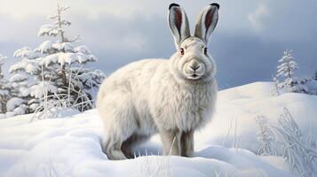 ai generato racchetta da neve lepre natura animale sfondo sfondo foto