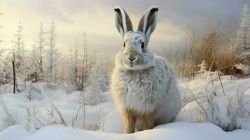 ai generato racchetta da neve lepre natura animale sfondo sfondo foto