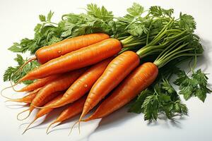 ai generato salutare cibo ultra alto dettaglio carota Immagine su bianca sfondo generativo ai foto