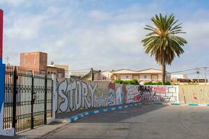 6.11.23 EL Jem, tunisia strada arte politico graffiti su muri nel città di EL Jem tunisia foto