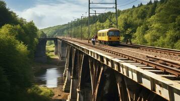 ai generato il sforzi per ristabilire un vecchio ferrovia ponte, portando vita indietro per un' villaggio foto