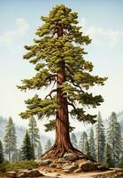 ai generato gigante sequoia, grande mogano, simbolo di Stati Uniti d'America - ai generato Immagine foto