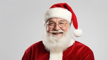 ai generato espressive contento Santa Claus isolato su il bianca sfondo foto