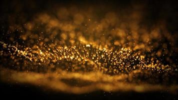 particella incandescente gialla dorata astratta che brucia con effetto fuoco sullo sfondo dello spazio esterno. Rendering di illustrazione 3D foto