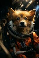 ai generato astronauta shiba cartone animato sfondo foto