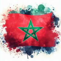 ai generato il bandiera di Marocco con un' sfondo di fuochi d'artificio festeggiare indipendenza giorno foto