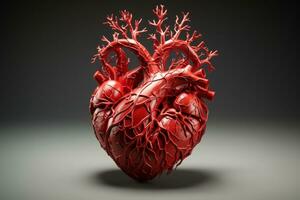 ai generato 3d modello umano cuore con vene e arterie foto