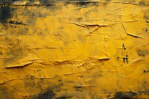 ai generato afflitto giallo strutturale sfondo, Perfetto per banner e manifesti, evocando il sentire di il autunno stagione. foto