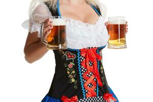 bellissimo giovane biondo ragazza di oktoberfest birra stein foto