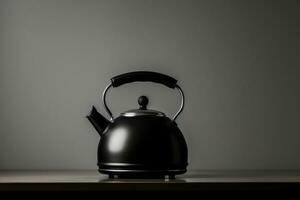 ai generato nero acqua preparazione sfondo teiera cucina caldo inossidabile bollitore acciaio tè foto