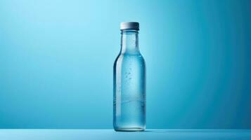 ai generato fresco minerale contenitore freddo bottiglie acqua bicchiere trasparente chiaro acqua pulito oggetto foto