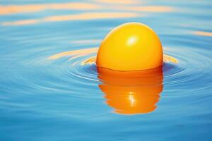ai generato plastica divertimento acqua boa viaggio estate palla piscina giallo gonfiabile soleggiato nuoto galleggiante foto