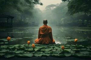 ai generato Budda Asia meditazione spiritualità tradizione religione persone natura Tailandia fede foto