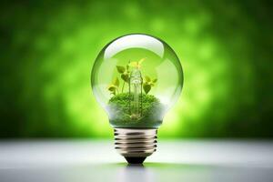 ai generato leggero concetto tecnologia pianta albero eco ecologico lampada energia rinnovabile ambiente foto