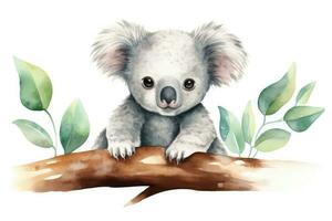 ai generato bambini orso disegno divertente natura bambino personaggio zoo albero mammifero eucalipto animale foto