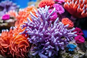 ai generato vita acqua oceano mare corallo sfondo blu colori natura acqua salata esotico scogliera foto