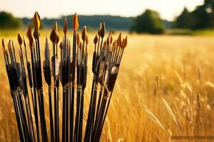 ai generato Ritaglia sfondo arte grano seme colorato maturo campo Grano azienda agricola crescita rurale giallo pane foto