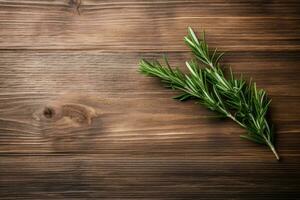 ai generato sfondo rosmarino di legno verde salutare stagionatura ingrediente fresco foglia freschezza foto