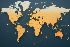 ai generato globale Comunità viaggio Internet attività commerciale sfondo ragnatela Collegare pianeta carta geografica mondo foto