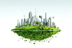 ai generato natura città protezione eco Salva biologico energia concetto terra solare energia ambiente foto
