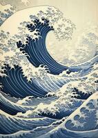 ai generato struttura giapponese natura sfondo Stampa oceano asiatico astratto modello mare Giappone foto
