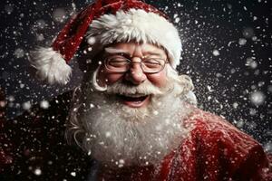 ai generato uomo persona tradizione maschio anziano allegro barba Santa Natale vacanza rosso Claus ritratto foto
