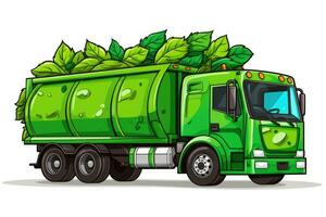 ai generato cumulo di rifiuti automobile camion auto spazzatura comunale città macchina cartone animato sciocchezze attrezzatura carico foto