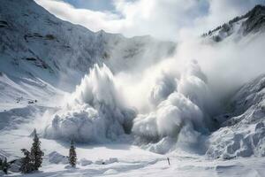 ai generato freddo blu nevoso neve bellezza inverno ghiaccio turismo alberi panoramico sfondo collina bianca foto