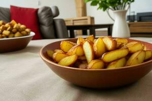 ai generato tradizionale spagnolo fritte patate. professionista foto