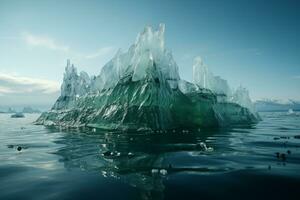 ai generato iceberg fatto di puro verde ghiaccio su il superficie di il acqua foto