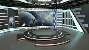 virtuale tv studio impostare. verde schermo sfondo. 3d interpretazione foto