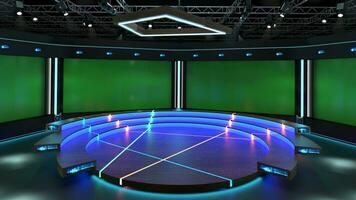 virtuale tv studio impostare. verde schermo sfondo. 3d interpretazione foto