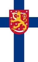 il ufficiale attuale bandiera e cappotto di braccia di repubblica di Finlandia. stato bandiera di Finlandia. illustrazione. foto
