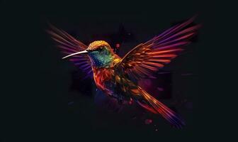 ai generato colibrì logo con multiplo colori volante attraverso il aria. ai generato foto