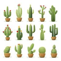 ai generato il cactus impostato su bianca sfondo. clipart illustrazioni. ai generato foto