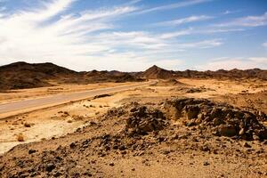 paesaggio di sahara deserto nel Egitto. concettuale per libertà, godendo il viaggio. foto